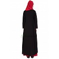 Double layered embroidery abaya- Black-Red Double layered embroidery abaya- Black-Red